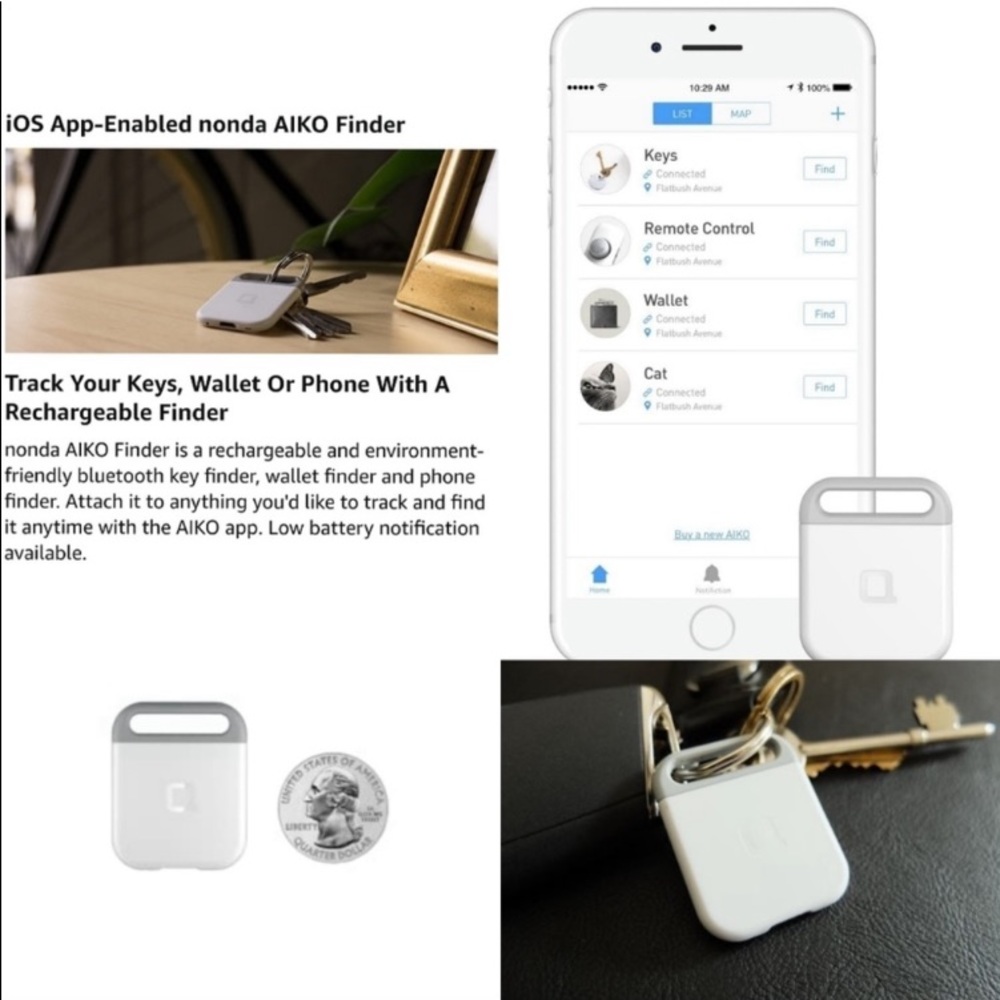 ✨HP✨ NEW! Akio GPS Key Finder - rechargeable USB - New in packaging - Picture 4 of 9